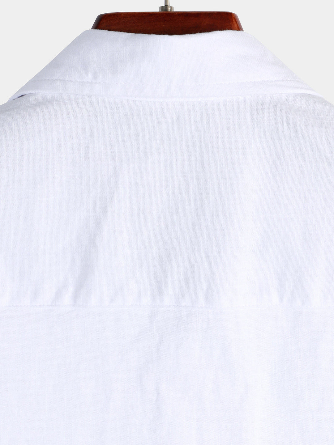 Chemise à manches courtes en coton et lin de couleur unie pour hommes