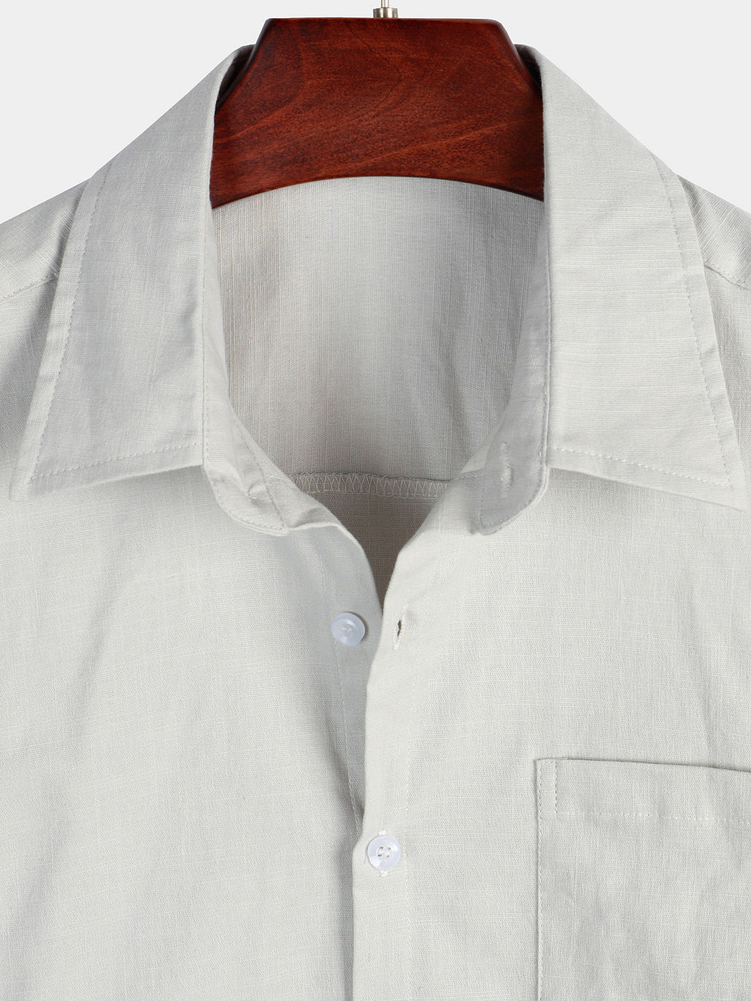 Chemise à manches courtes en coton et lin de couleur unie pour hommes
