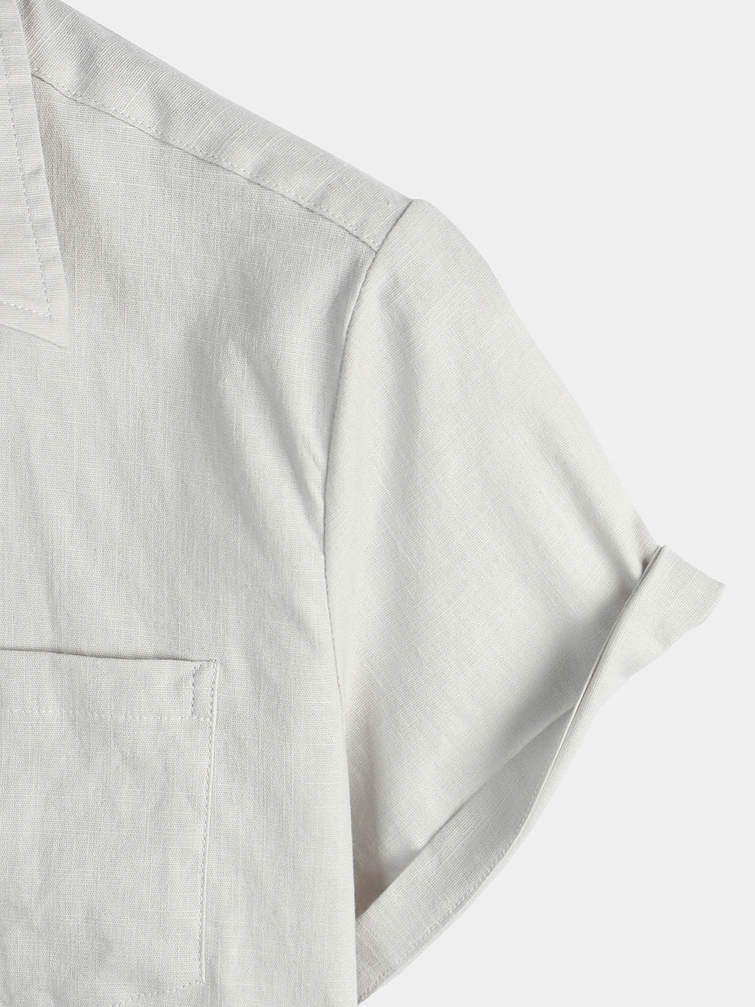 Chemise à manches courtes en coton et lin de couleur unie pour hommes