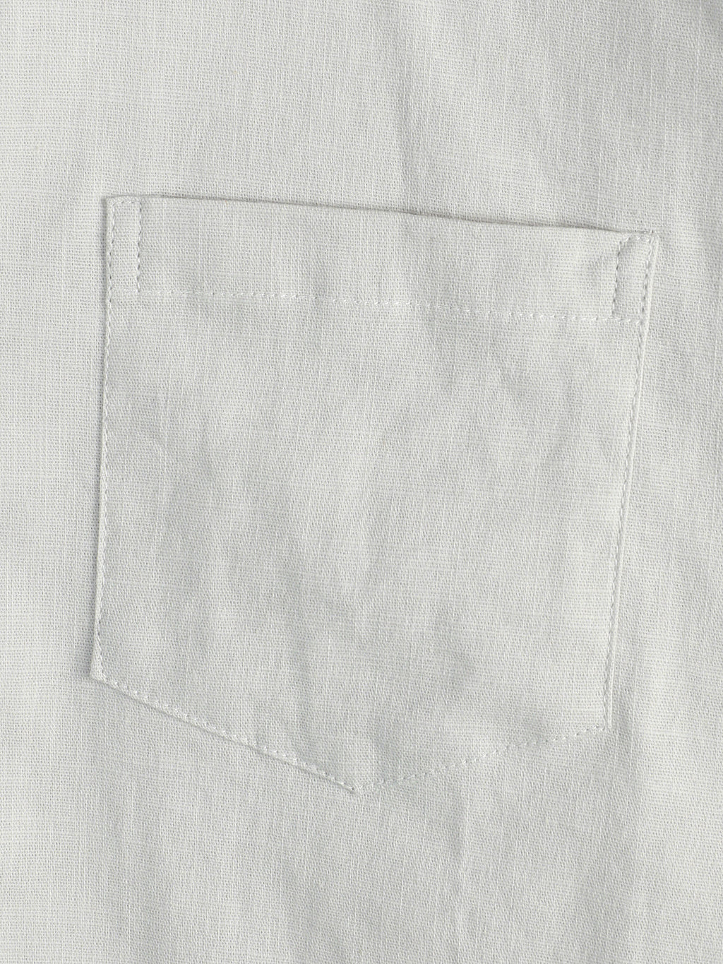 Chemise à manches courtes en coton et lin de couleur unie pour hommes