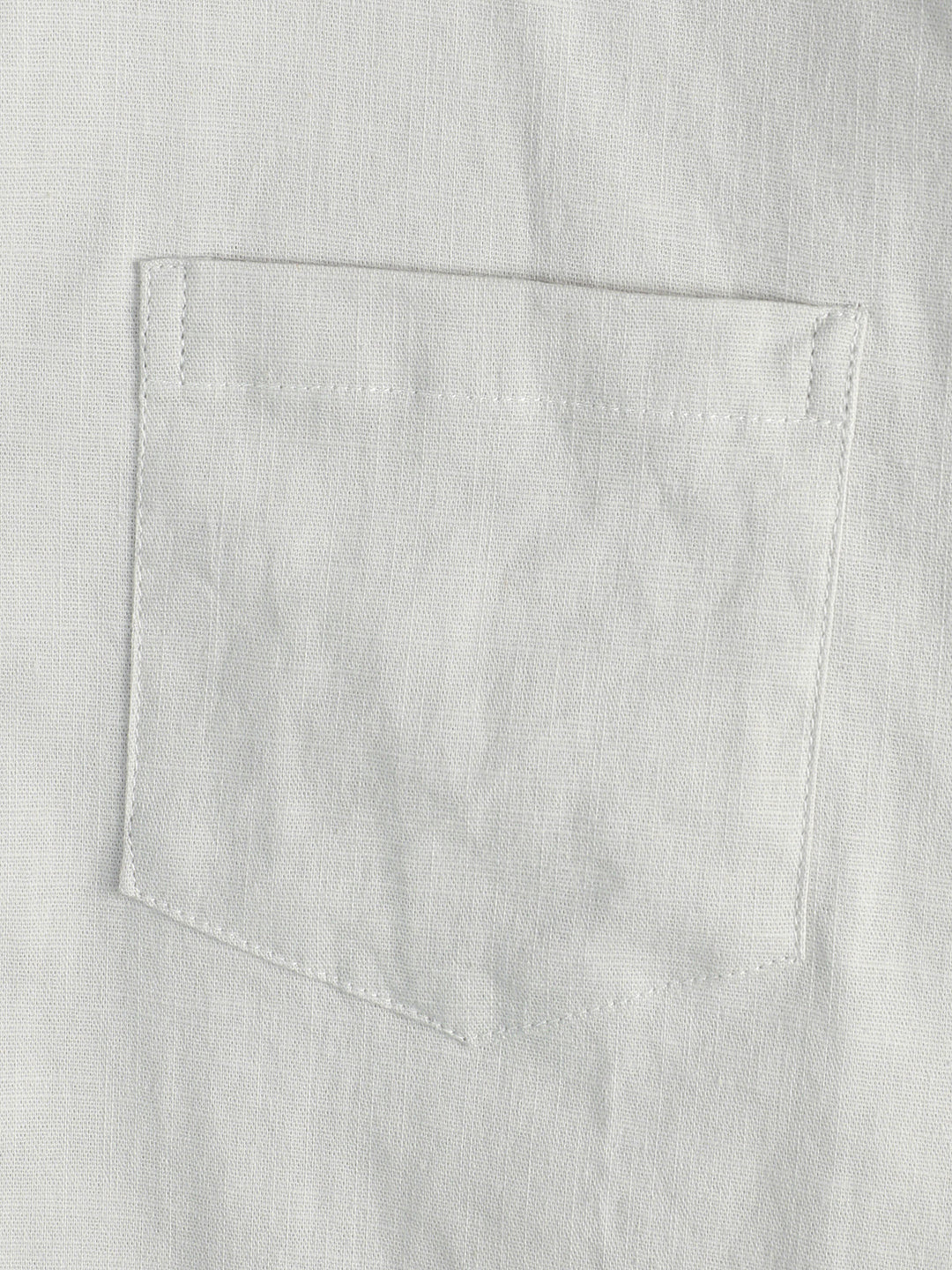 Chemise à manches courtes en coton et lin de couleur unie pour hommes