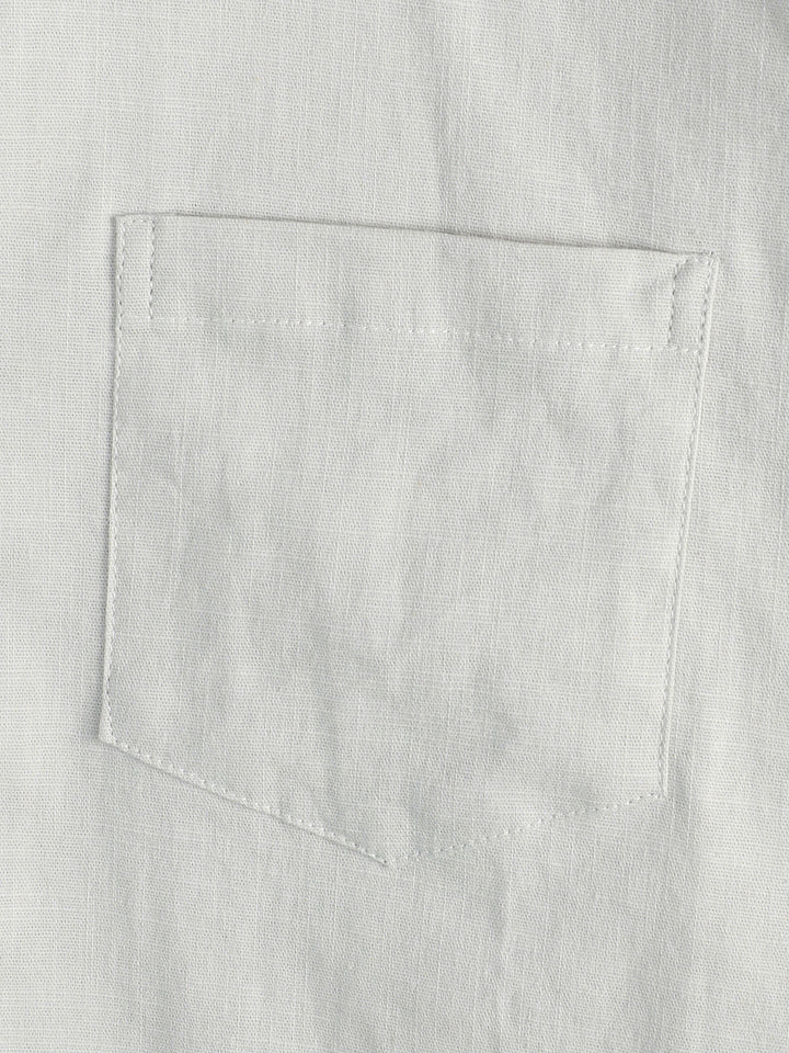 Chemise à manches courtes en coton et lin de couleur unie pour hommes