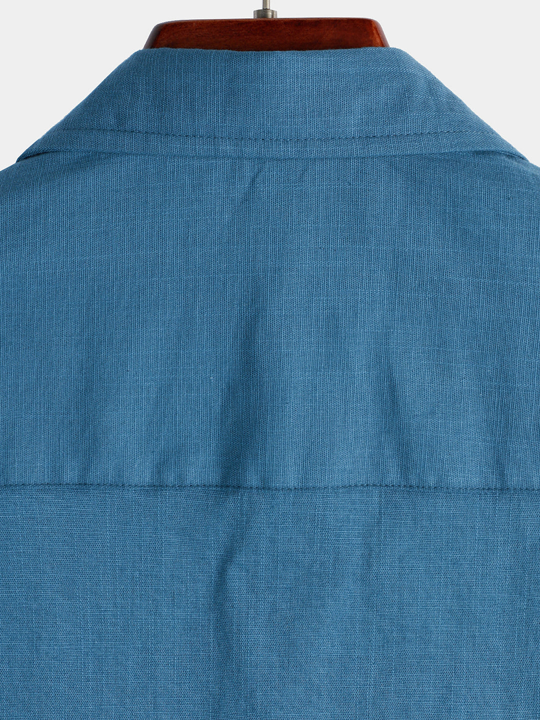 Chemise à manches courtes en coton et lin de couleur unie pour hommes