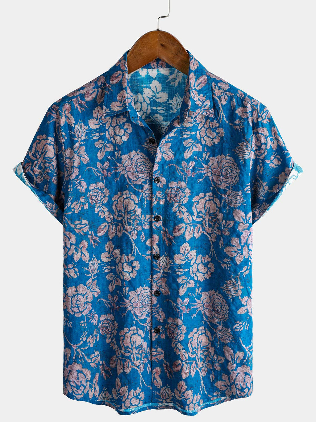 Chemise Homme Style Resort Imprimé Botanique Rétro à Manches Courtes
