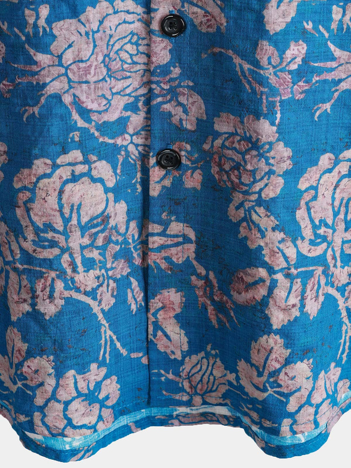 Chemise Homme Style Resort Imprimé Botanique Rétro à Manches Courtes