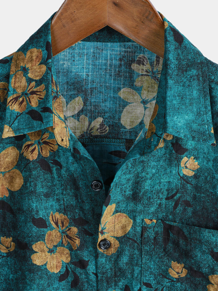 Chemise à manches courtes et poche à imprimé floral pour homme