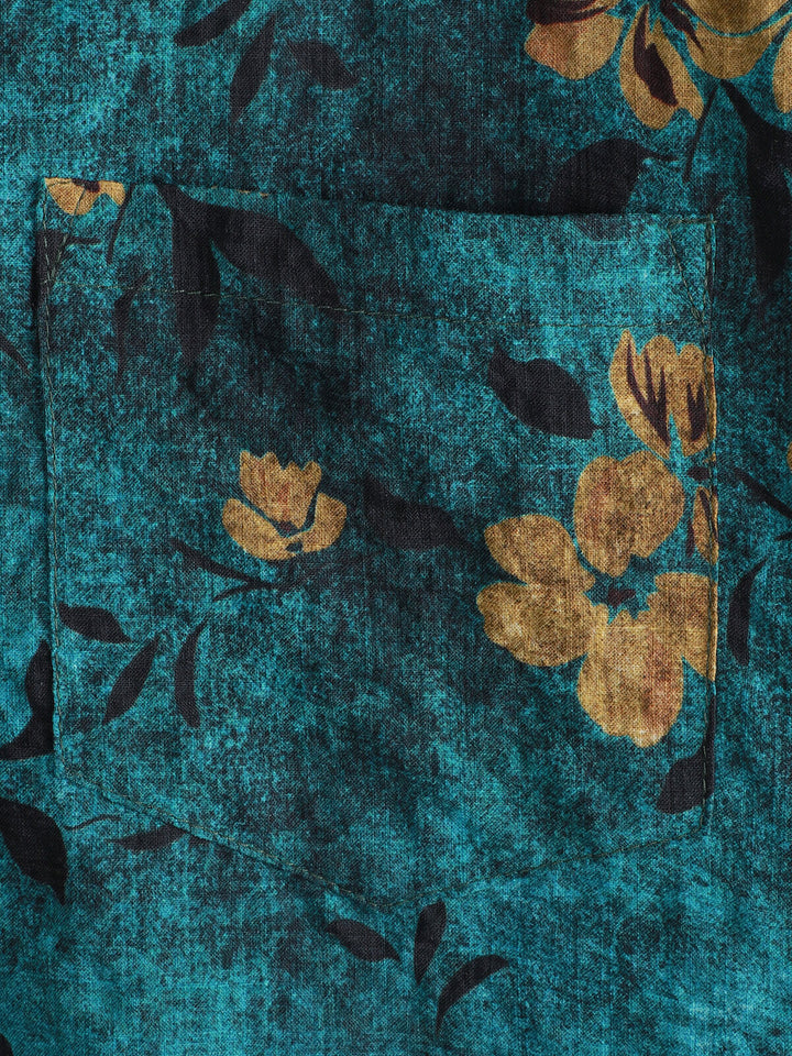 Chemise à manches courtes et poche à imprimé floral pour homme