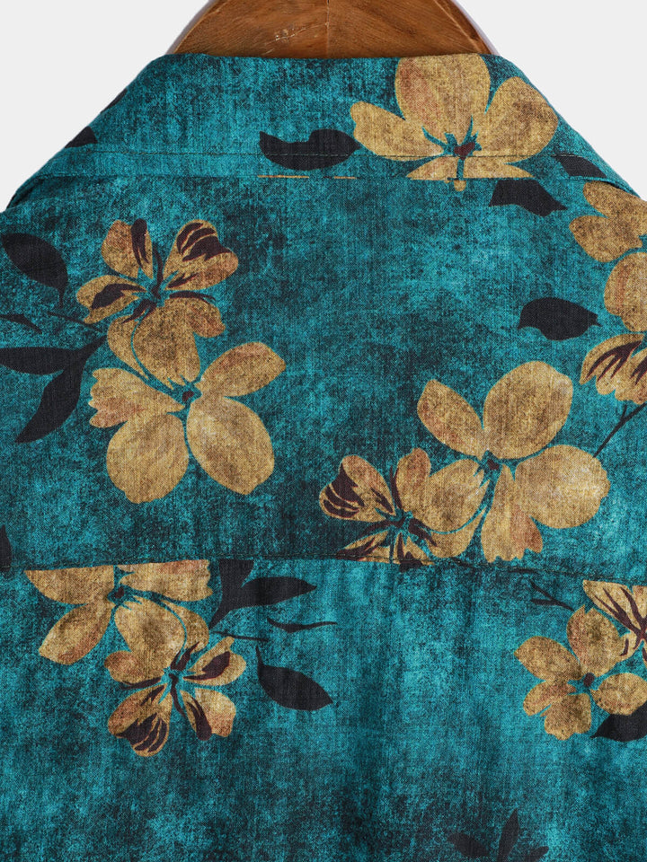 Chemise à manches courtes et poche à imprimé floral pour homme