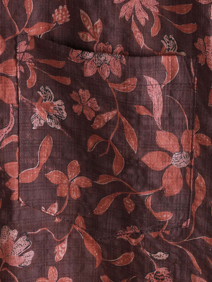 Chemise Homme Décontractée d’Été Imprimé Botanique Graphique en Coton Léger et Respirant à Manches Courtes
