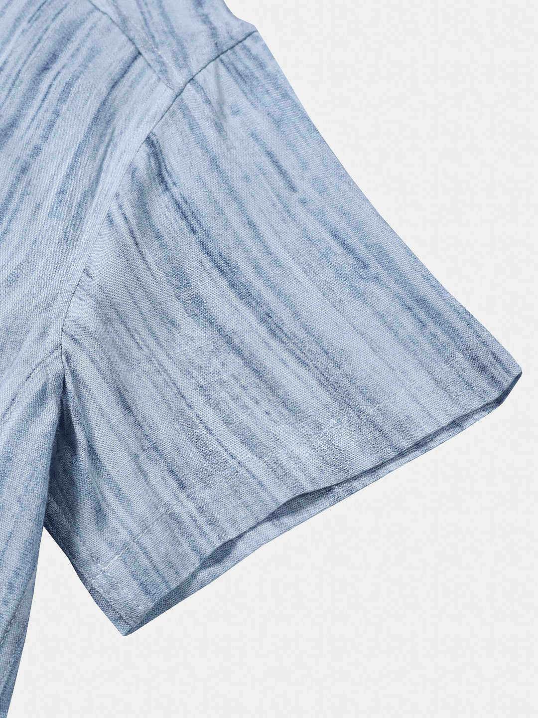 Chemise Homme Bleu Clair à Rayures Respirante Décontractée d’Été Manches Courtes