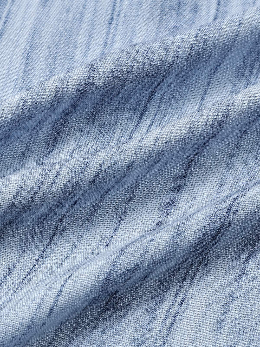 Chemise Homme Bleu Clair à Rayures Respirante Décontractée d’Été Manches Courtes