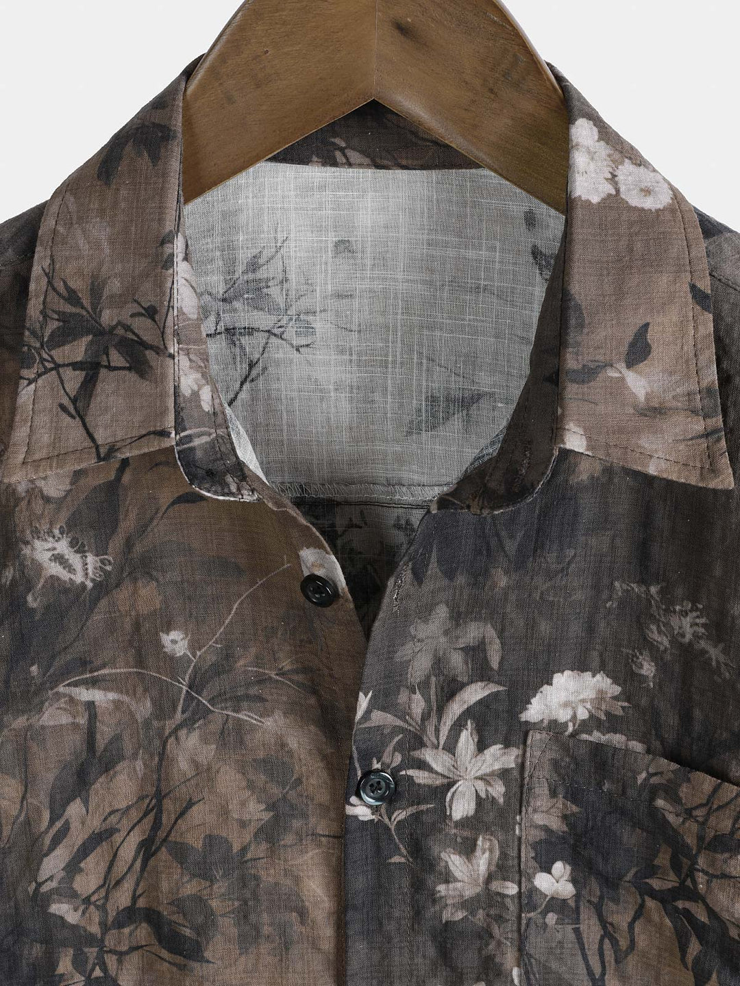 Chemise boutonnée à manches courtes et imprimé floral rétro pour homme