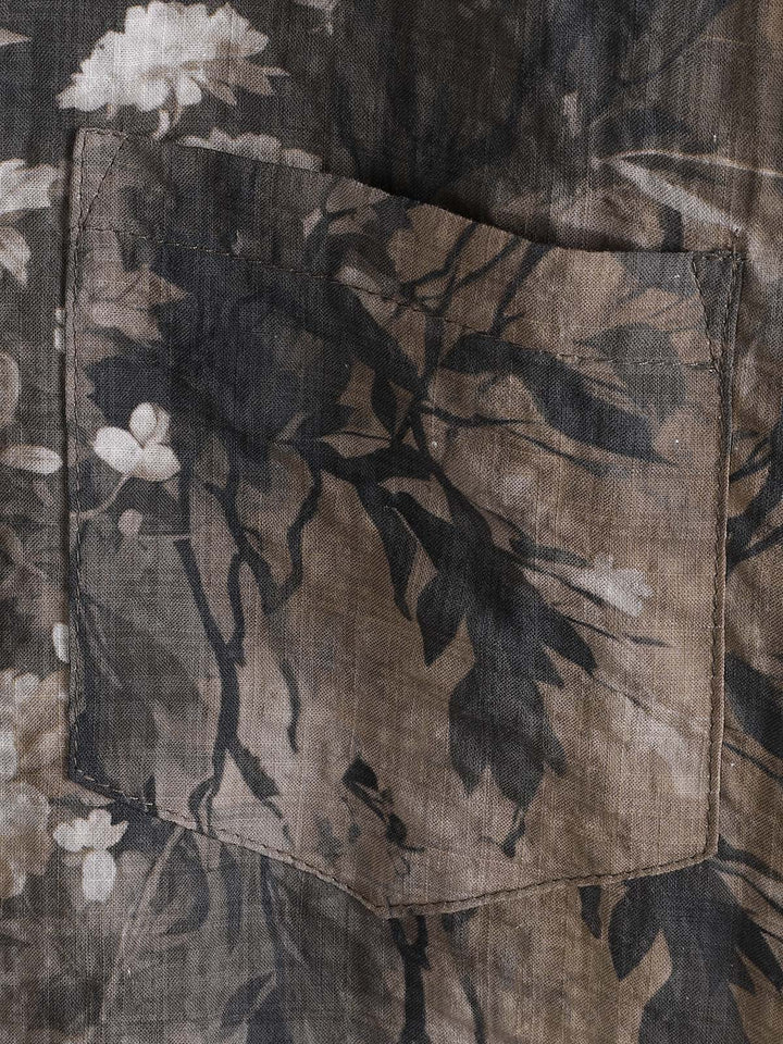 Chemise boutonnée à manches courtes et imprimé floral rétro pour homme