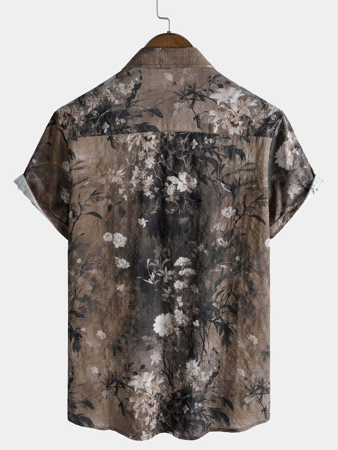 Chemise boutonnée à manches courtes et imprimé floral rétro pour homme