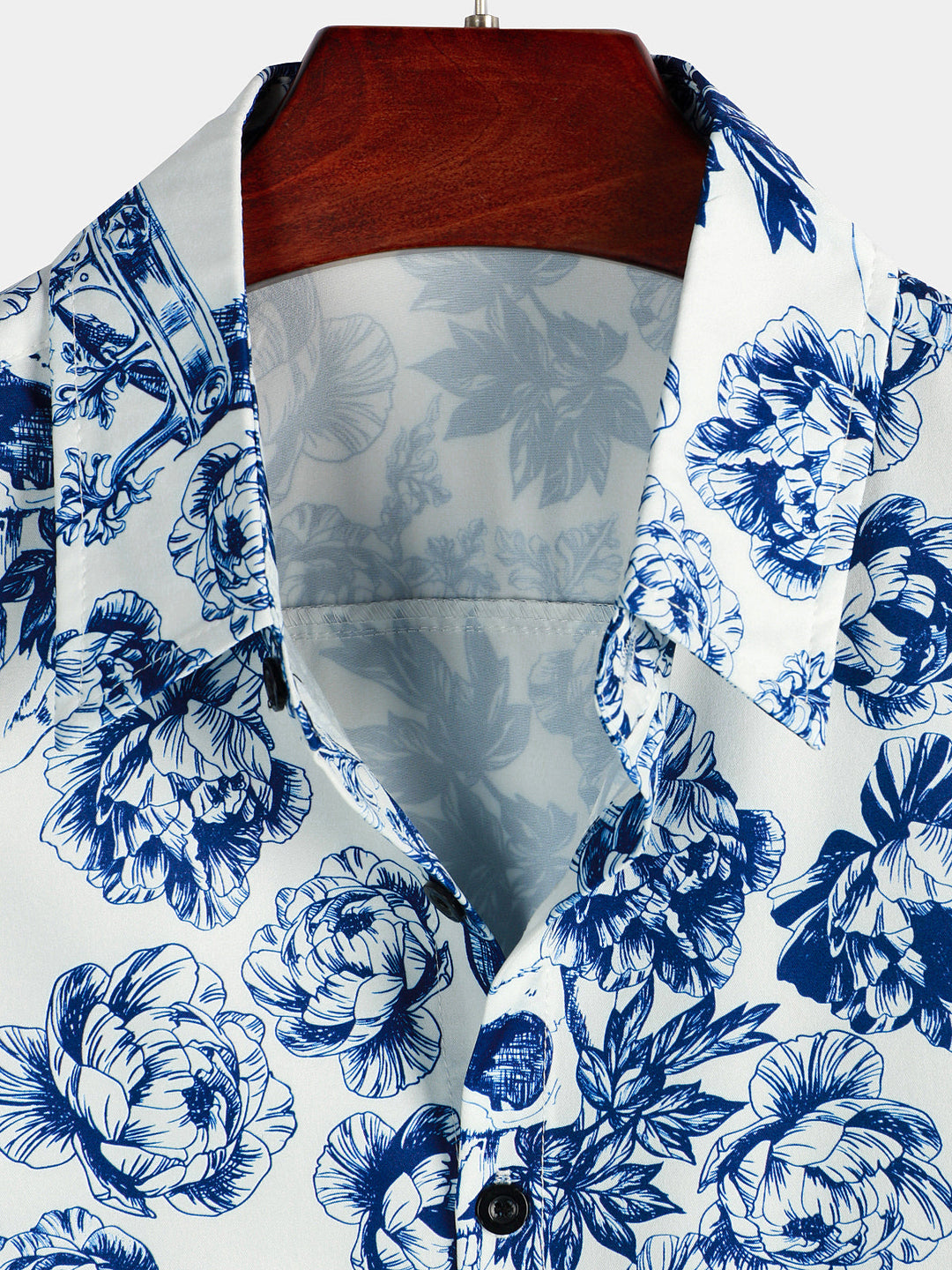 Chemise à manches courtes à imprimé crâne floral Punk Rock Crown pour hommes