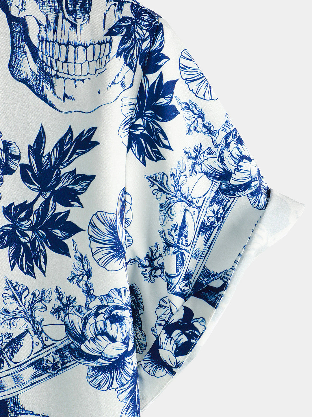Chemise à manches courtes à imprimé crâne floral Punk Rock Crown pour hommes