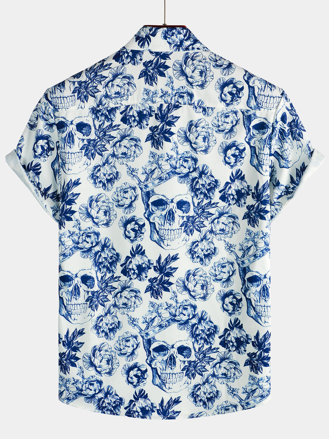 Chemise à manches courtes à imprimé crâne floral Punk Rock Crown pour hommes