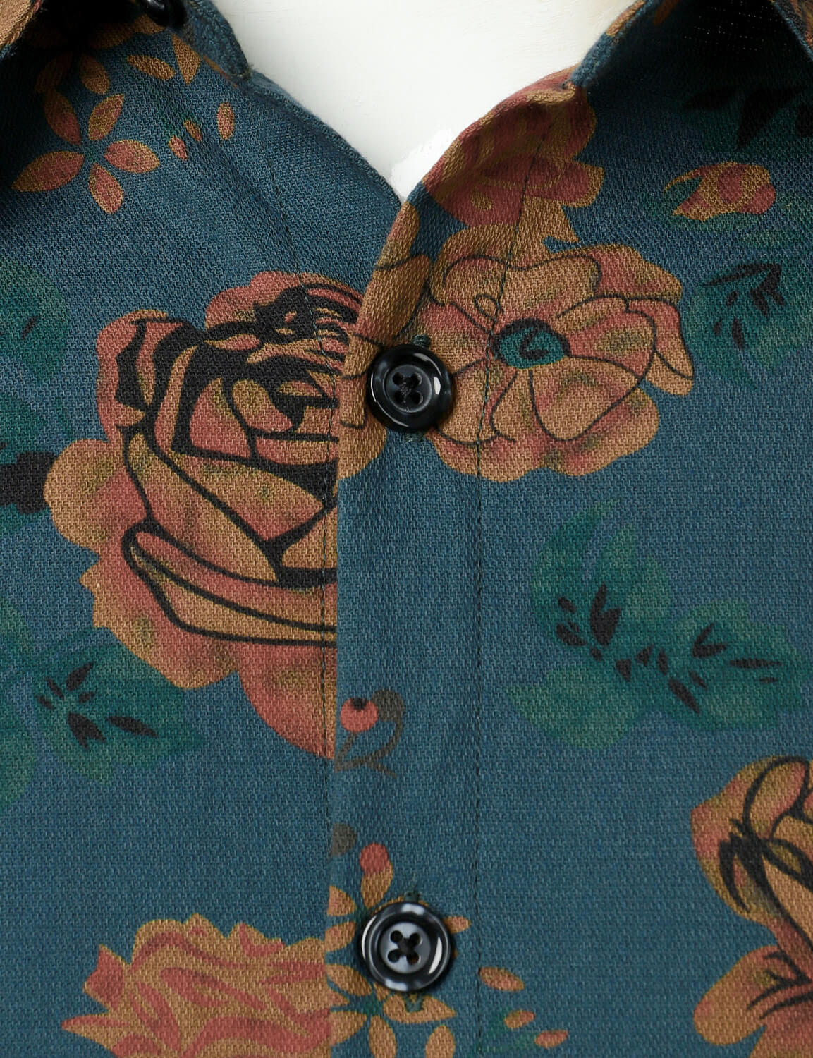 Chemise boutonnée à manches longues pour homme à imprimé floral bleu vintage