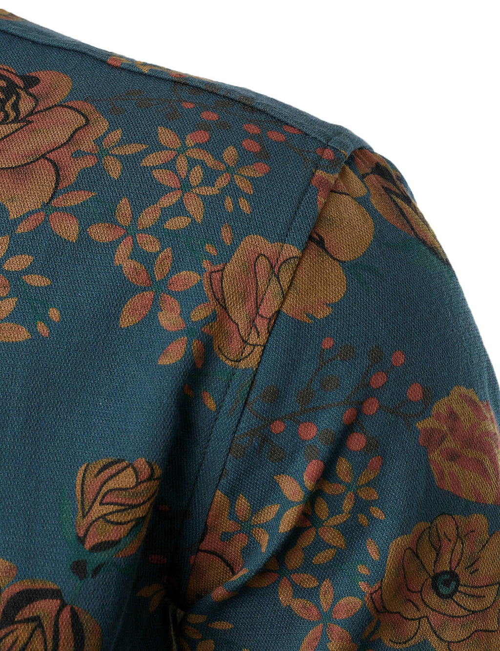 Chemise boutonnée à manches longues pour homme à imprimé floral bleu vintage
