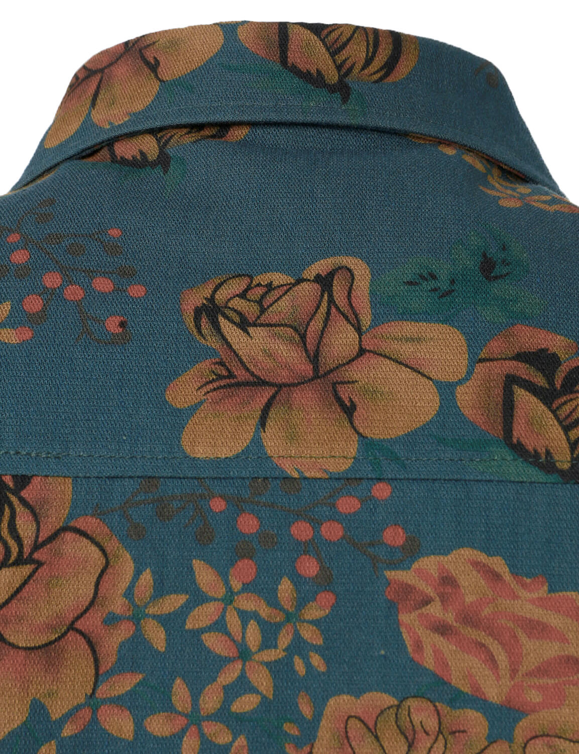 Chemise boutonnée à manches longues pour homme à imprimé floral bleu vintage