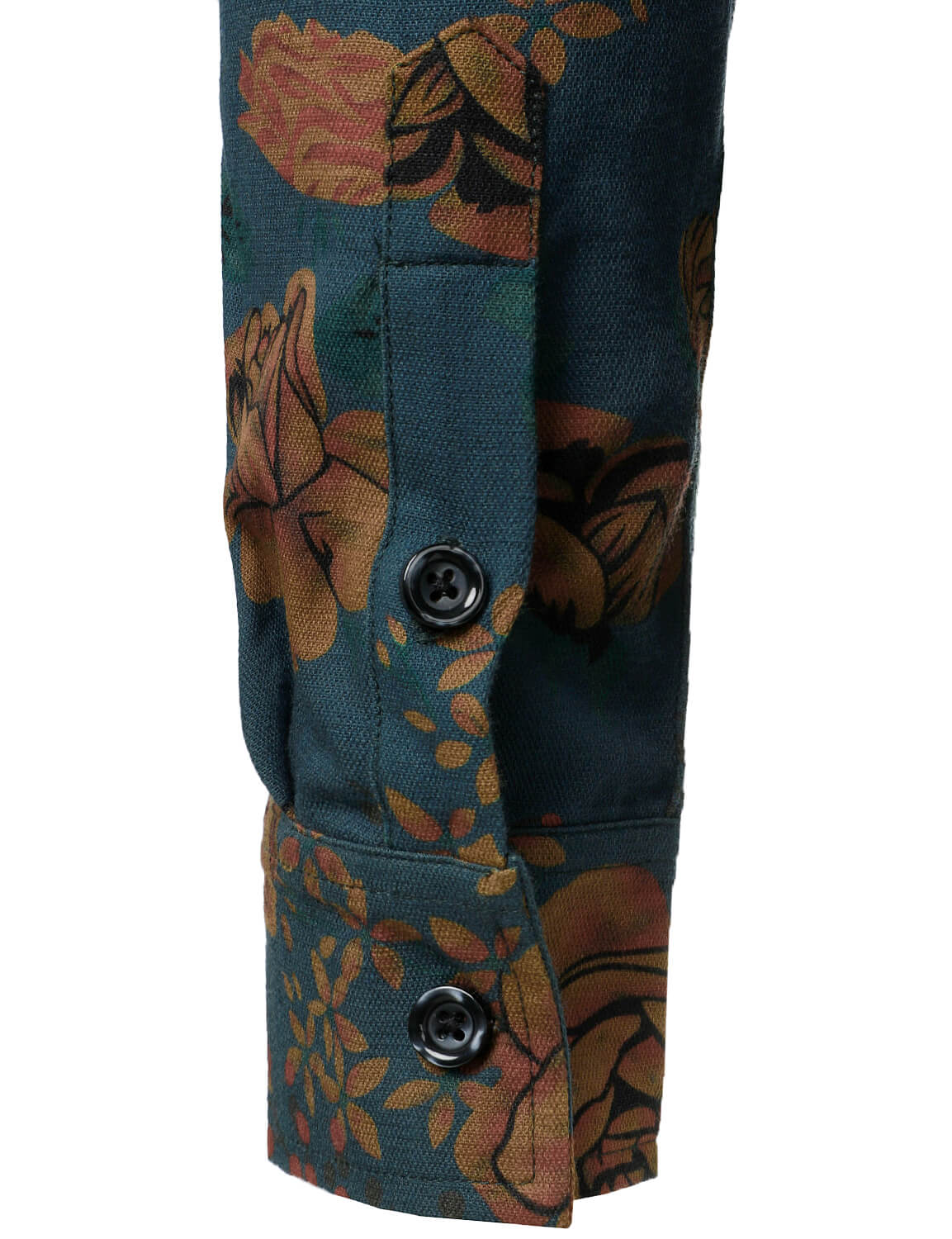 Chemise boutonnée à manches longues pour homme à imprimé floral bleu vintage