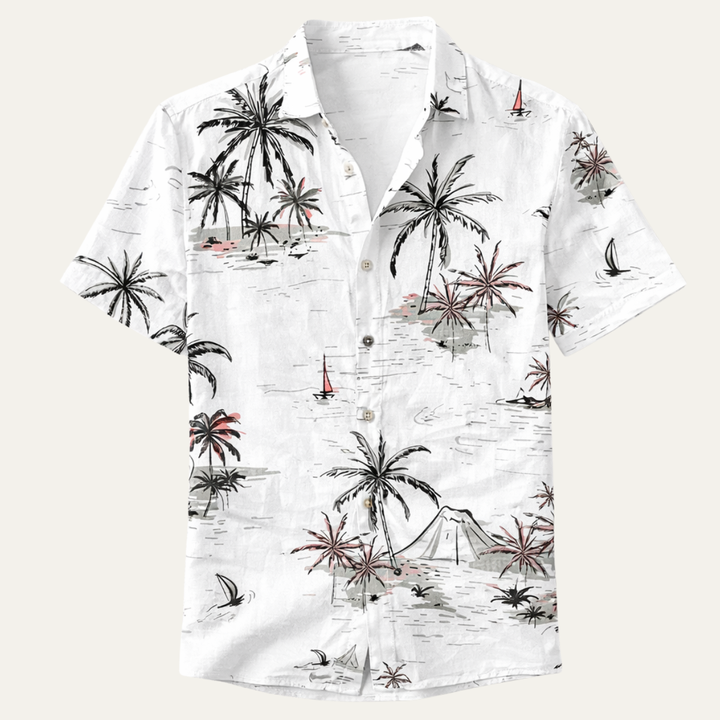 La chemise de plage hawaïenne tendance pour hommes Ridgefall avec imprimé tropical de noix de coco