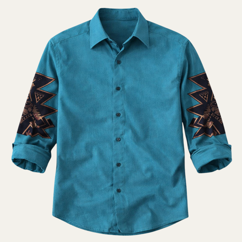 Chemise en Denim Casual Western à Panneaux Bicolores pour Homme Westbury Hill