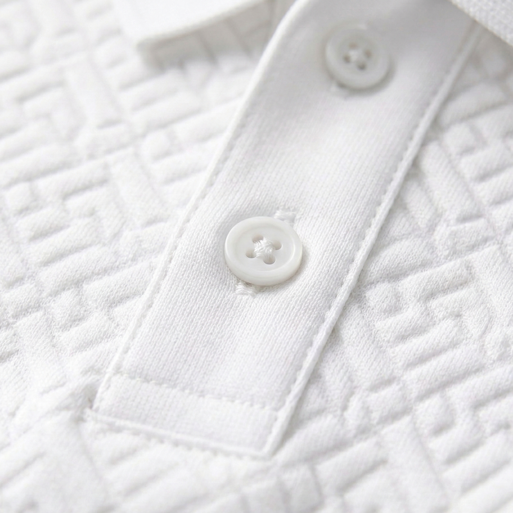 Le polo élégant texturé blanc pour homme de Willowcrest Hill