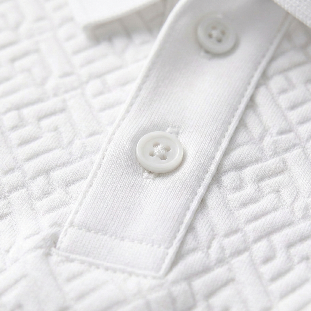 Le polo élégant texturé blanc pour homme de Willowcrest Hill