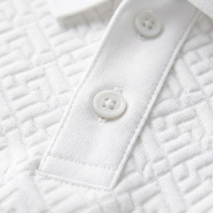 Le polo élégant texturé blanc pour homme de Willowcrest Hill