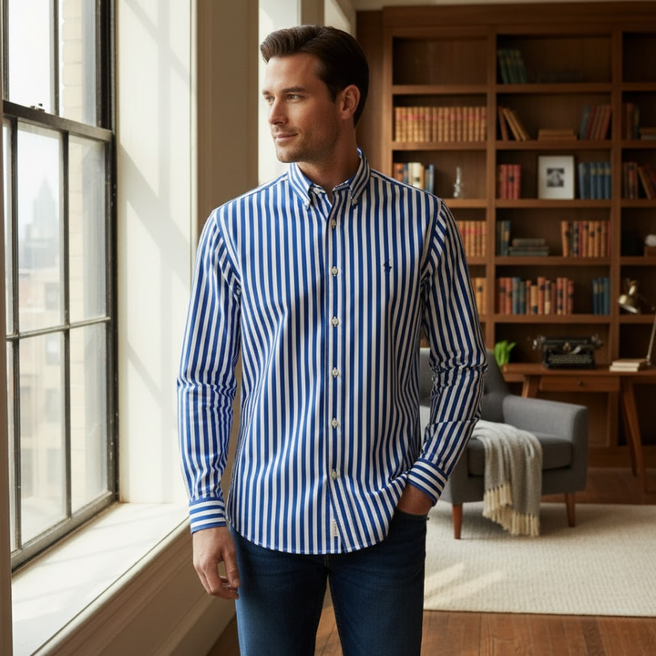 La Chemise en Coton Rayée de Londres pour Hommes