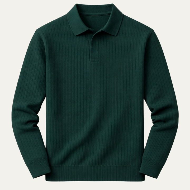 Le Polo à Manches Longues en Maille Côtelée Tendance pour Hommes Oakpark