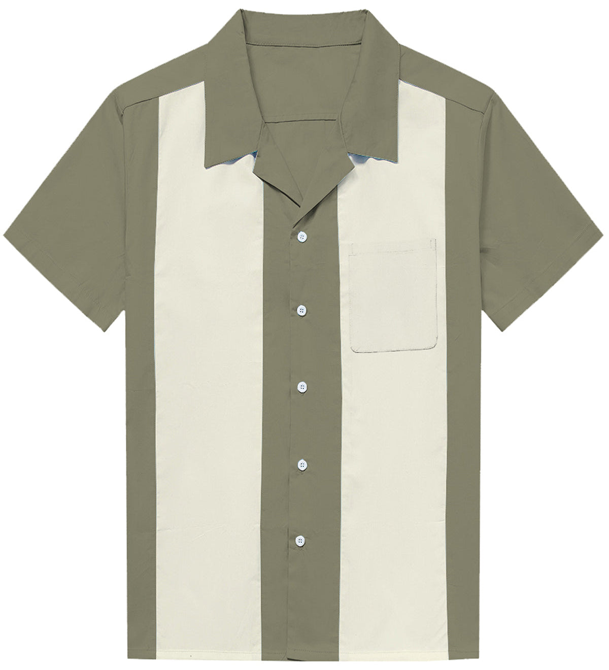 Men's 50s Retro Short Sleeve Cuban Collar Shirt in Blue