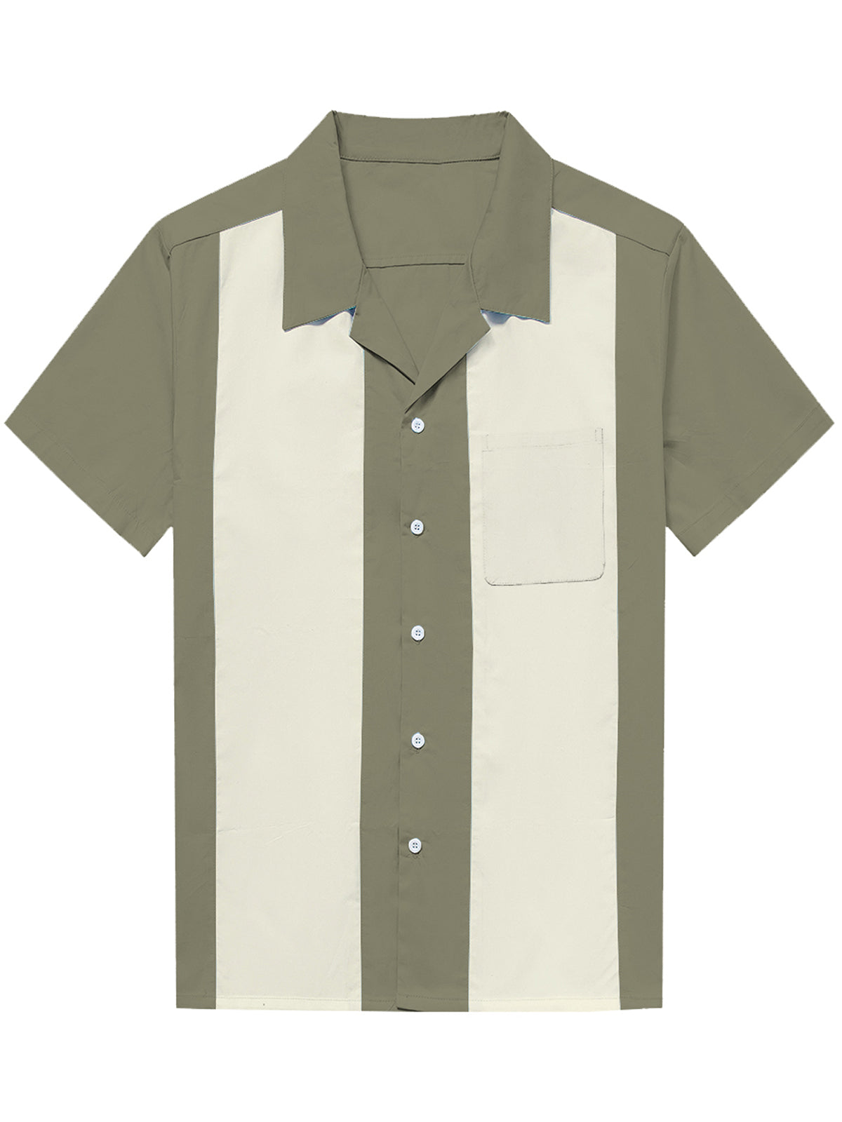 Chemise à Manches Courtes Rétro des Années 50 avec Col Cubain pour Homme en Bleu
