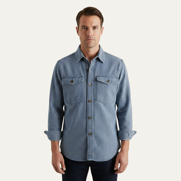 La Veste Chemise en Denim Vintage Rayée pour Homme Ridgepark