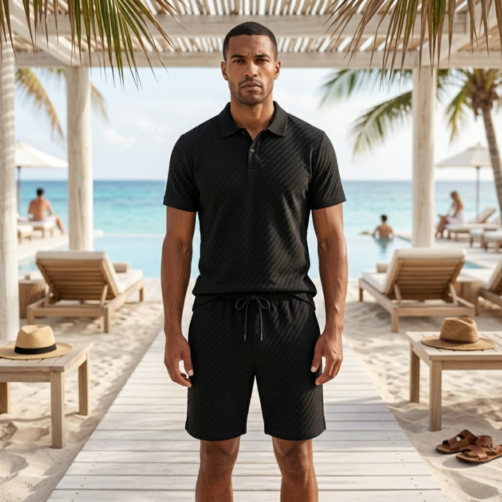 Le Set Polo &amp; Shorts Jacquard d&