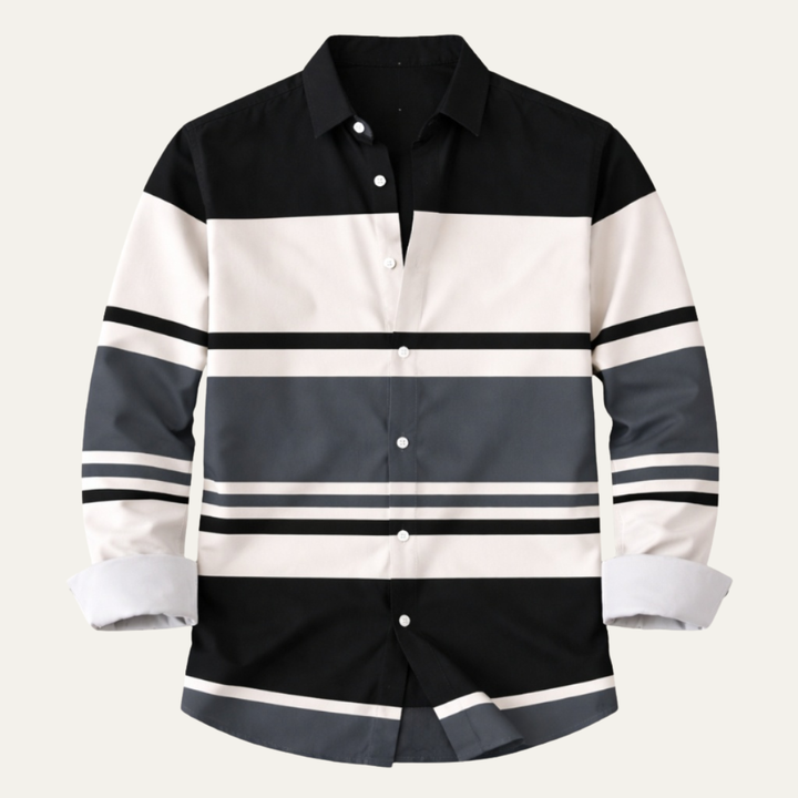 La Chemise Tendance à Rayures Modernes en Bloc de Couleurs Glenpark pour Hommes