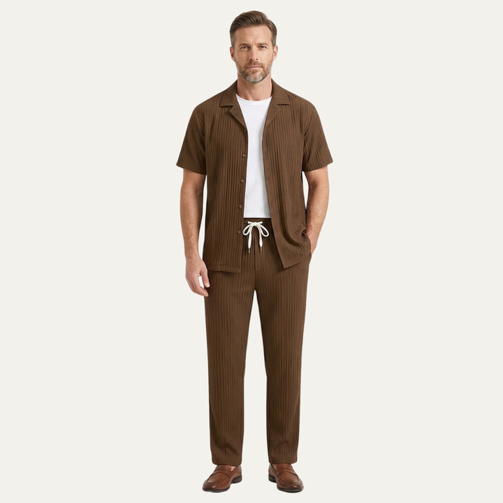 Le Set Deux Pièces en Lin pour Homme Dervio – Chemise Légère à Boutons &amp; Pantalons Décontractés