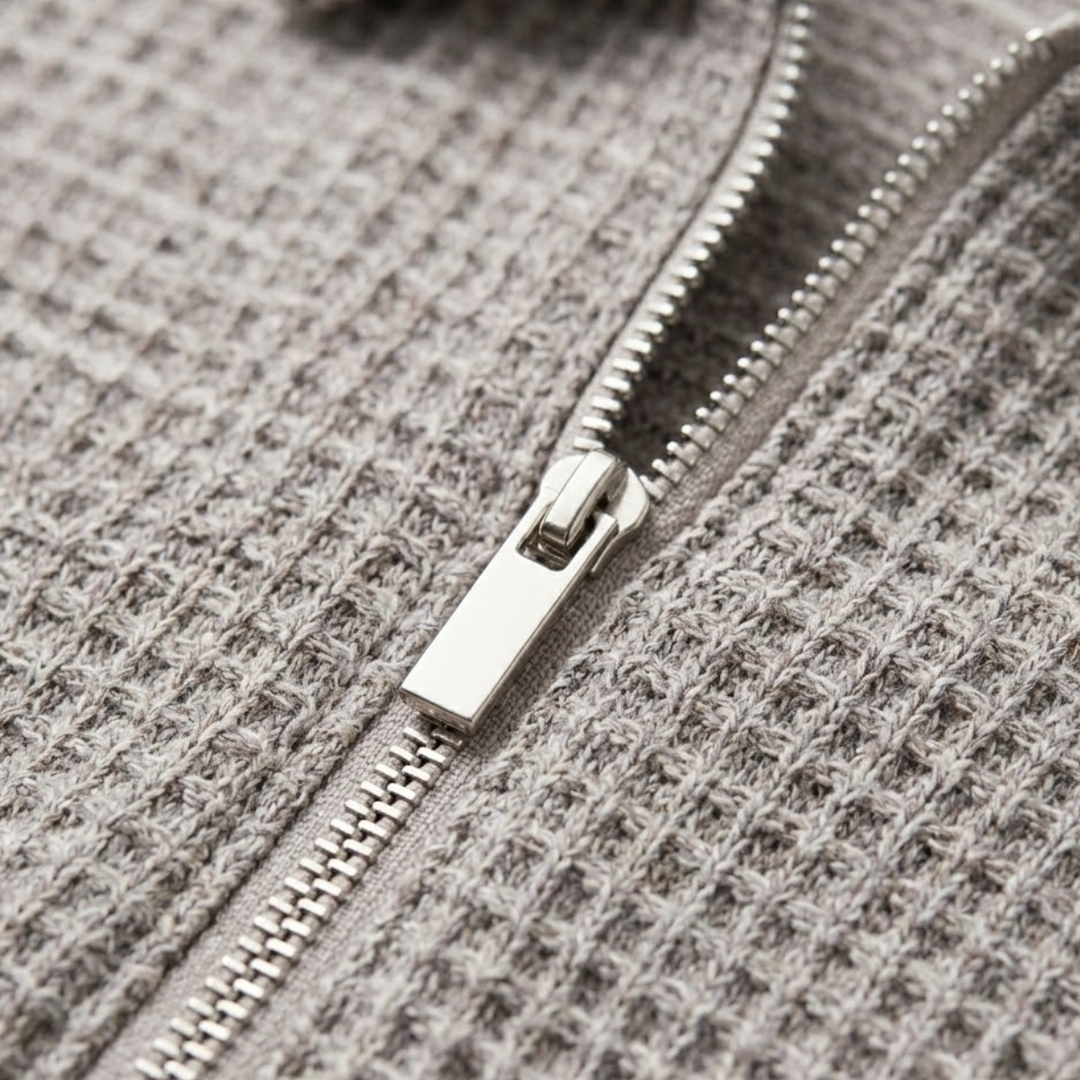 Le Polo à Col Zippé en Maille Waffle pour Hommes Ravenswood