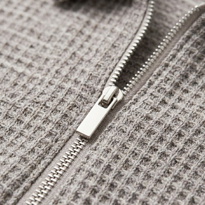 Le Polo à Col Zippé en Maille Waffle pour Hommes Ravenswood