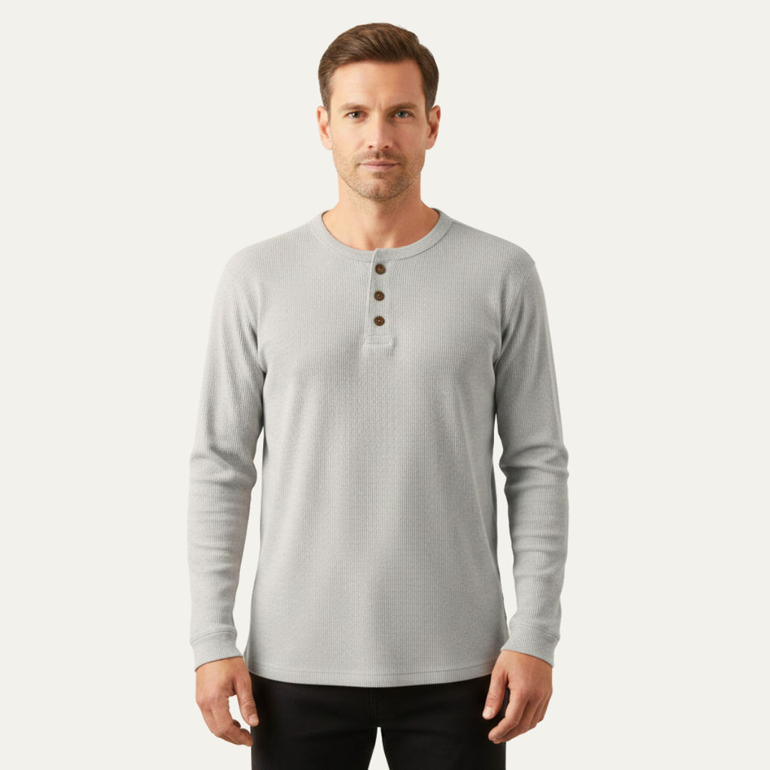 La chemise Henley thermique en coton à mailles de la Glenhurst Park pour hommes, coupe slim