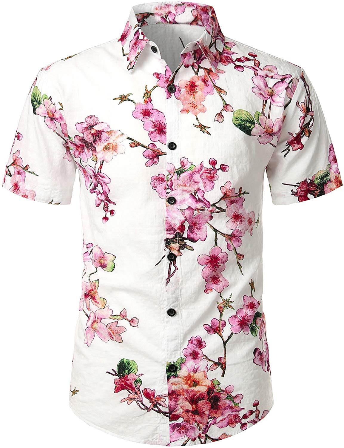chemise d'homme en pur coton à imprimé style de vacances hawaïennes