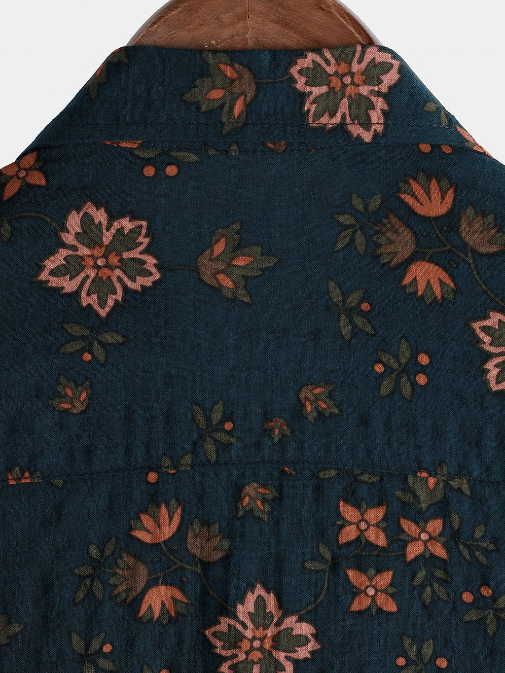 Chemise à Manches Courtes avec Boutons pour Homme, Florale, Bleu Marine d'Été