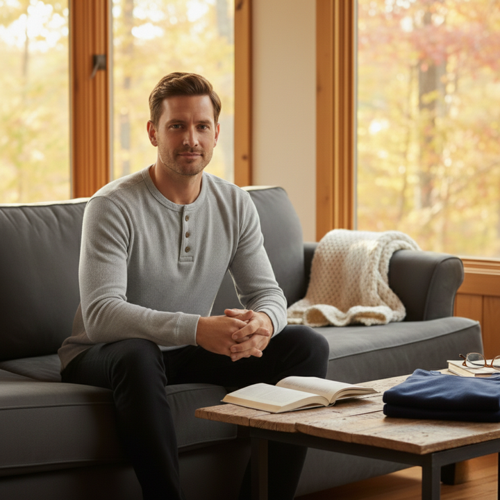 La chemise Henley thermique en coton à mailles de la Glenhurst Park pour hommes, coupe slim