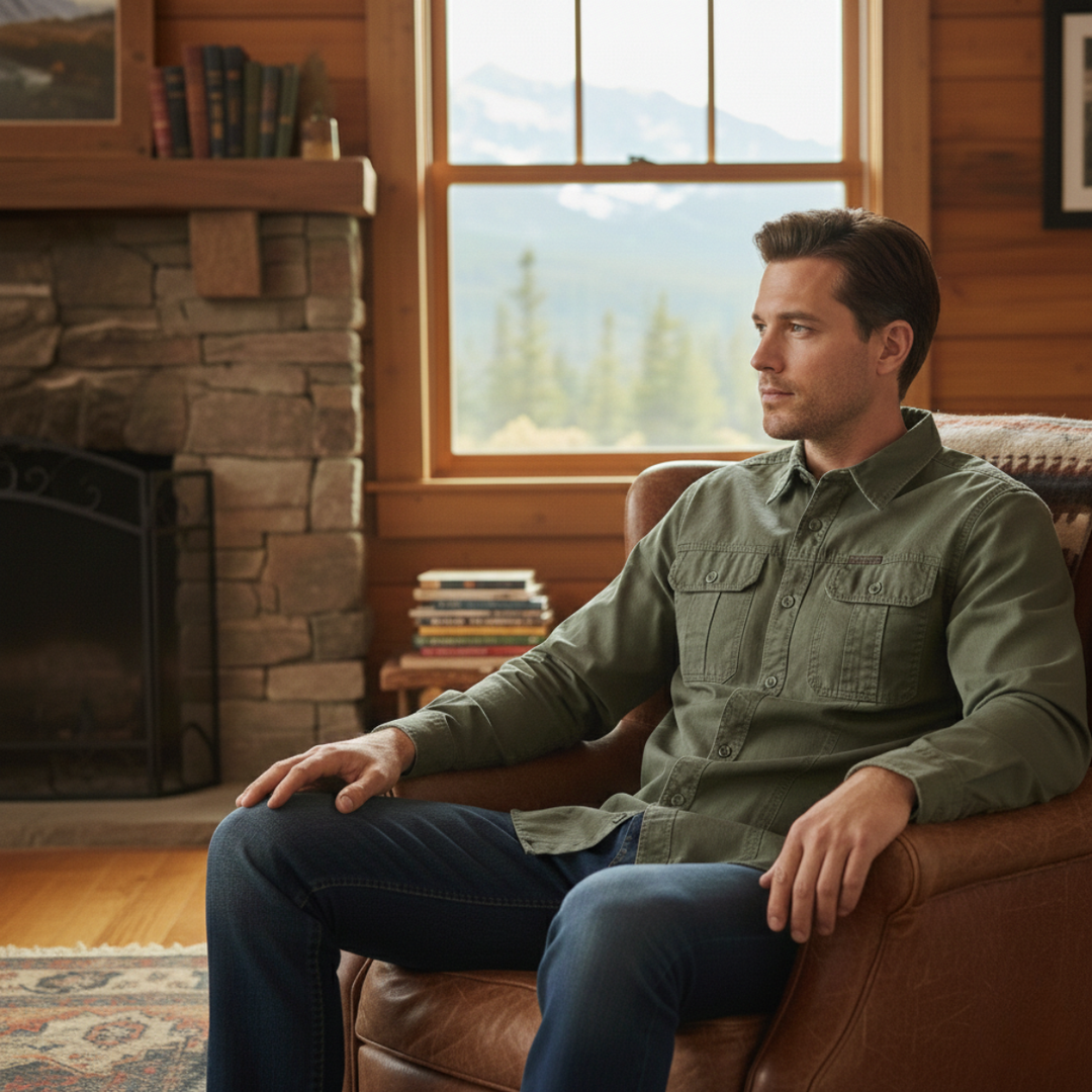 La chemise cargo en coton à poches multiples unie pour hommes Ashton Ridge