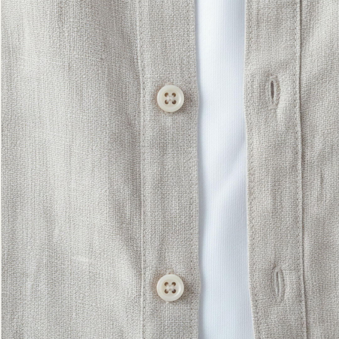 La chemise en lin vintage à col rond fin pour homme de Brookfield Lane