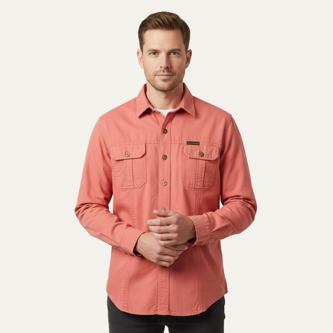 La chemise cargo en coton à poches multiples unie pour hommes Ashton Ridge
