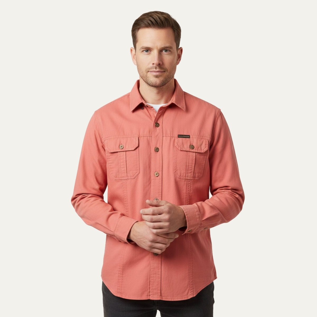 La chemise cargo en coton à poches multiples unie pour hommes Ashton Ridge