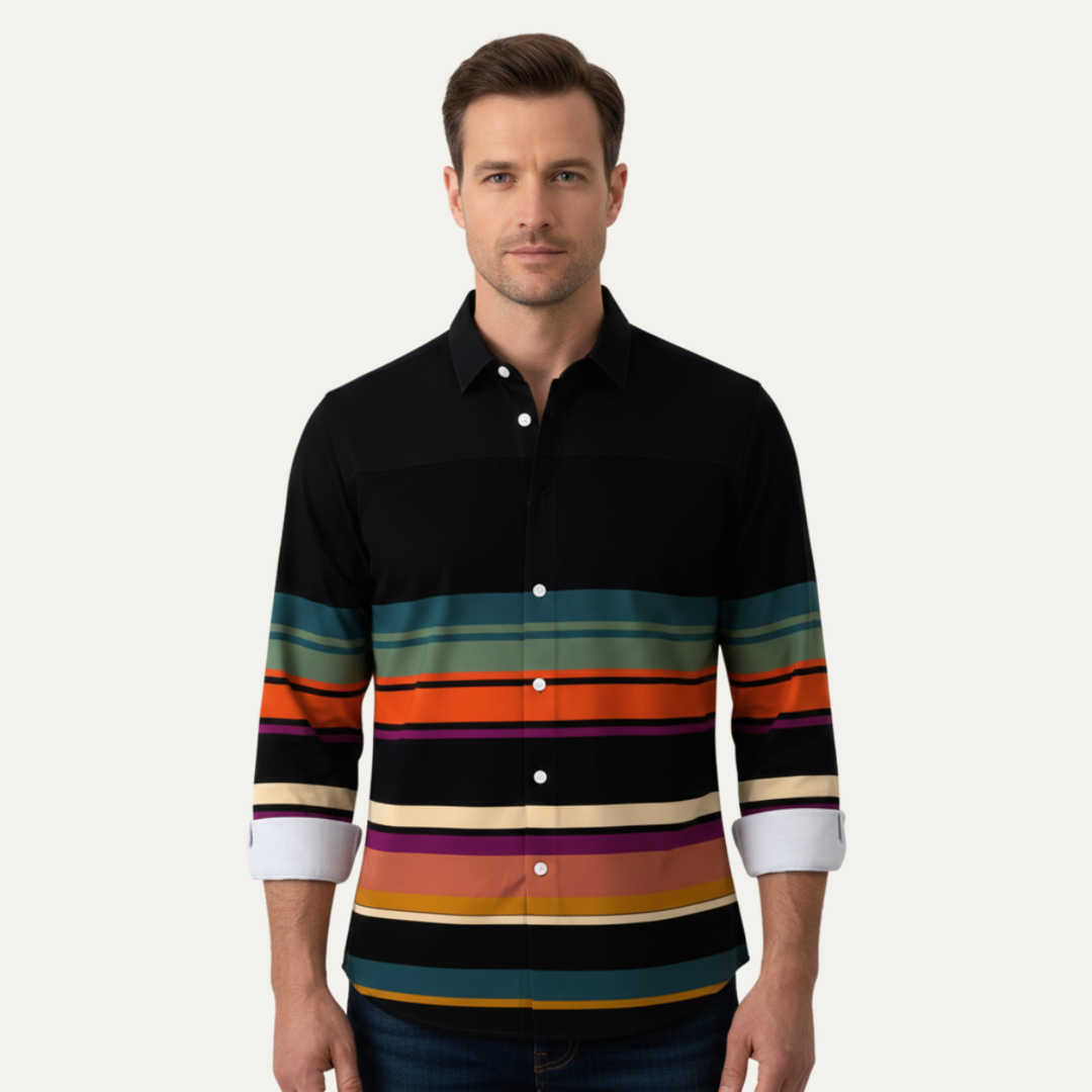 La Chemise Tendance à Rayures Modernes en Bloc de Couleurs Glenpark pour Hommes