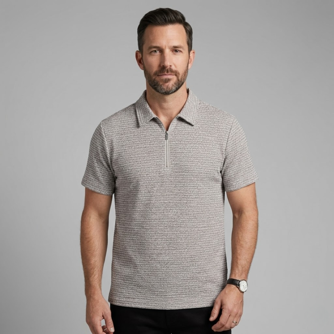 Le Polo à Col Zippé en Maille Waffle pour Hommes Ravenswood